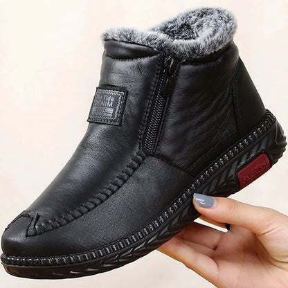 🔥👢【Hot-selling model】[36-41] Dámské bavlněné kožené boty, měkká podrážka, voděodolné a protiskluzové-3850818