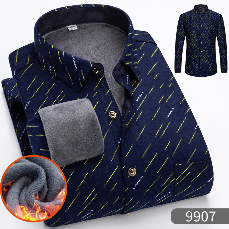 🔥【SLEVA 50 %】【Kupte 1 a dostanete 1 zdarma】👔【L-5XL】Podzimní a zimní teplá obchodní košile s dlouhým rukávem  3842311