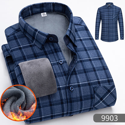 🔥【SLEVA 50 %】【Kupte 1 a dostanete 1 zdarma】👔【L-5XL】Podzimní a zimní teplá obchodní košile s dlouhým rukávem  3842311