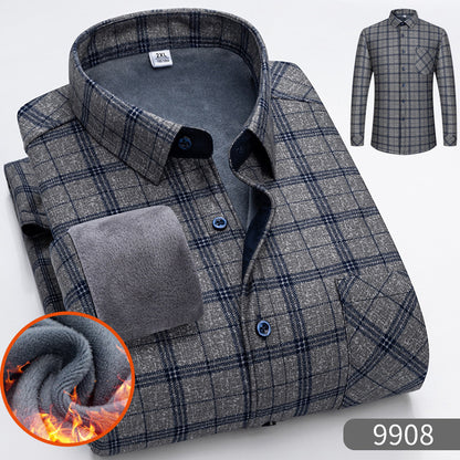 🔥【SLEVA 50 %】【Kupte 1 a dostanete 1 zdarma】👔【L-5XL】Podzimní a zimní teplá obchodní košile s dlouhým rukávem  3842311