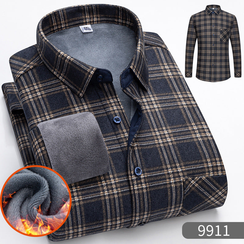 🔥【SLEVA 50 %】【Kupte 1 a dostanete 1 zdarma】👔【L-5XL】Podzimní a zimní teplá obchodní košile s dlouhým rukávem  3842311