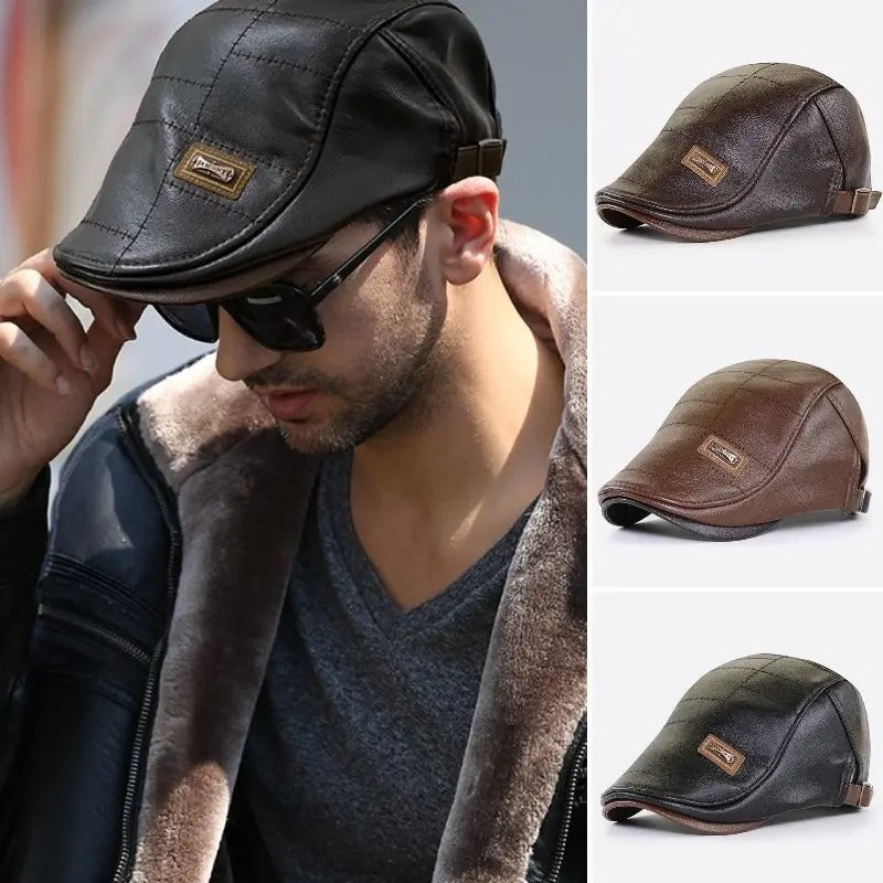 🧢🔥Pánský vintage kožený baret  3756372