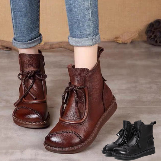 🔥✨【35-40】👢Vysoce kvalitní módní dámské retro měkké kožené kotníkové boty