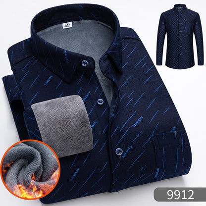 🔥【SLEVA 50 %】【Kupte 1 a dostanete 1 zdarma】👔【L-5XL】Podzimní a zimní teplá obchodní košile s dlouhým rukávem  3842311