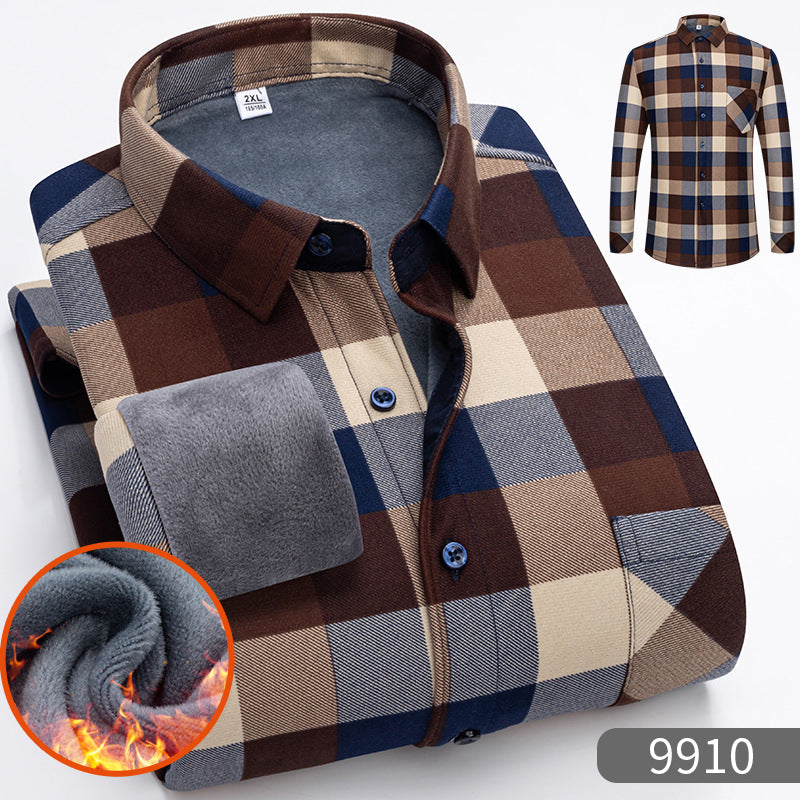 🔥【SLEVA 50 %】【Kupte 1 a dostanete 1 zdarma】👔【L-5XL】Podzimní a zimní teplá obchodní košile s dlouhým rukávem  3842311