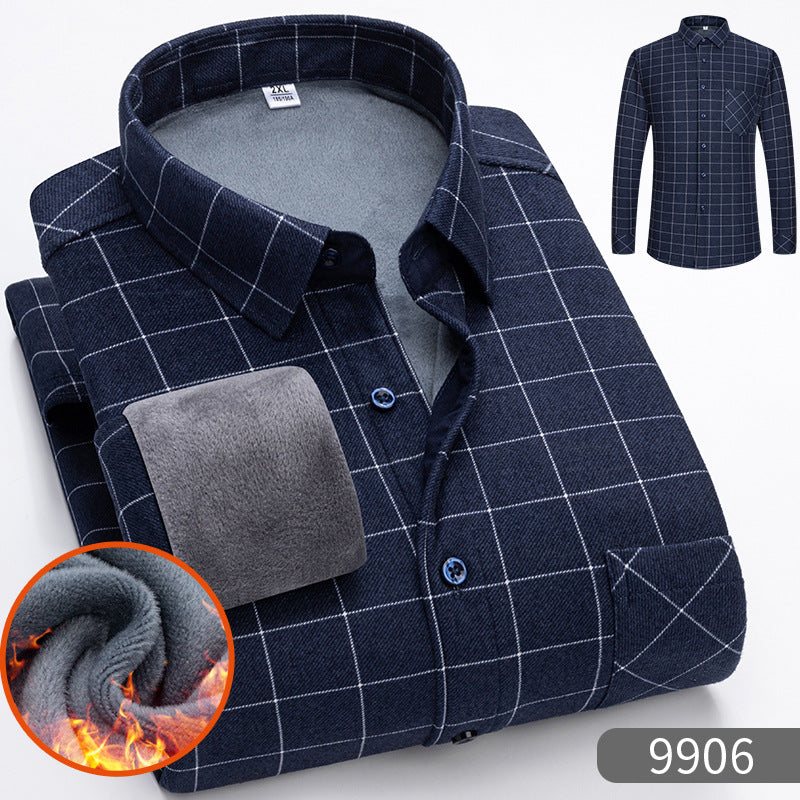 🔥【SLEVA 50 %】【Kupte 1 a dostanete 1 zdarma】👔【L-5XL】Podzimní a zimní teplá obchodní košile s dlouhým rukávem  3842311